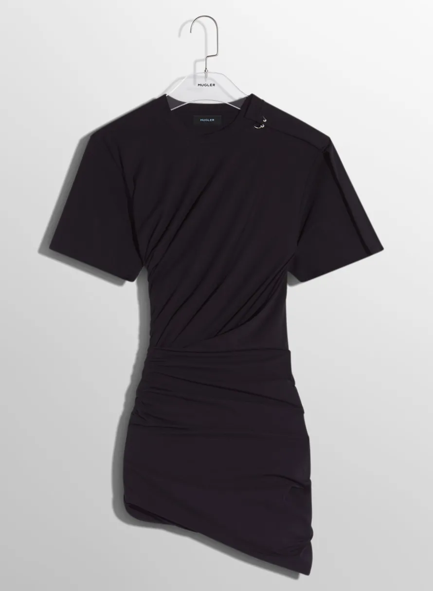 Dresses & Catsuits|MUGLER black draped pierced day dress