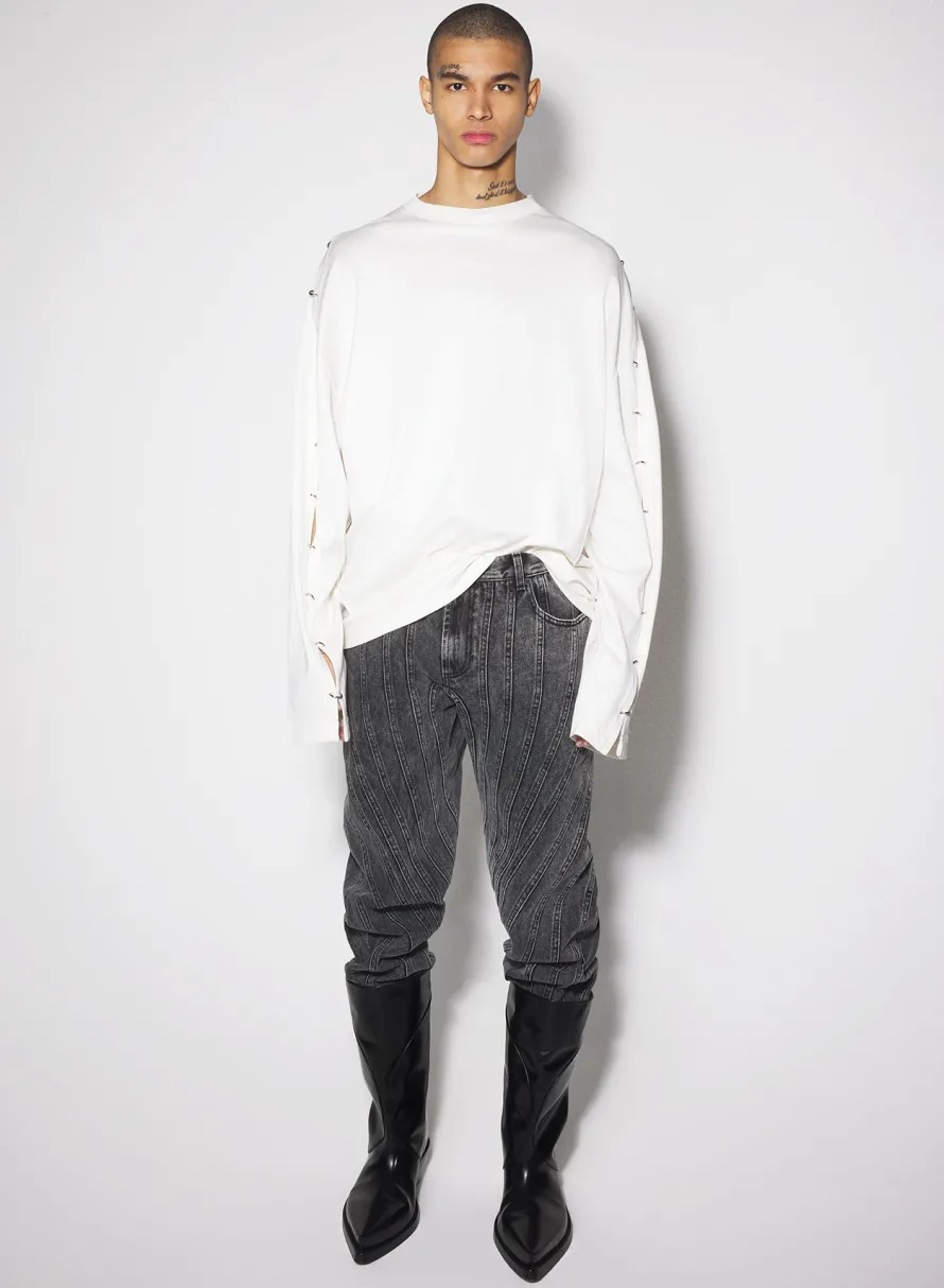 Tops|Tops|MUGLER white pierced T-shirt