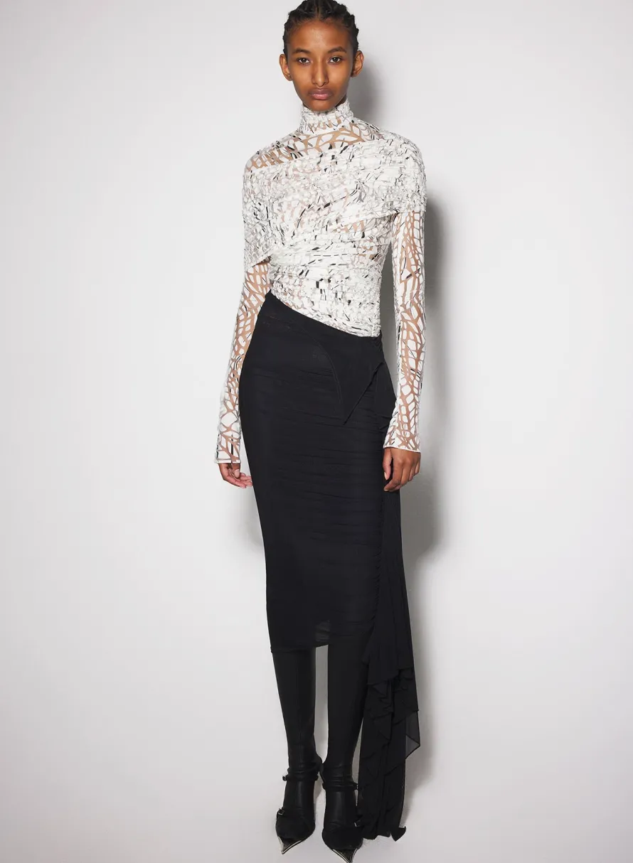 Skirts & Shorts|MUGLER black ruched skirt