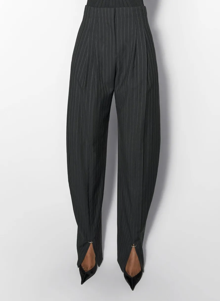 Trousers|MUGLER pinstripe pierced loose tailored trousers