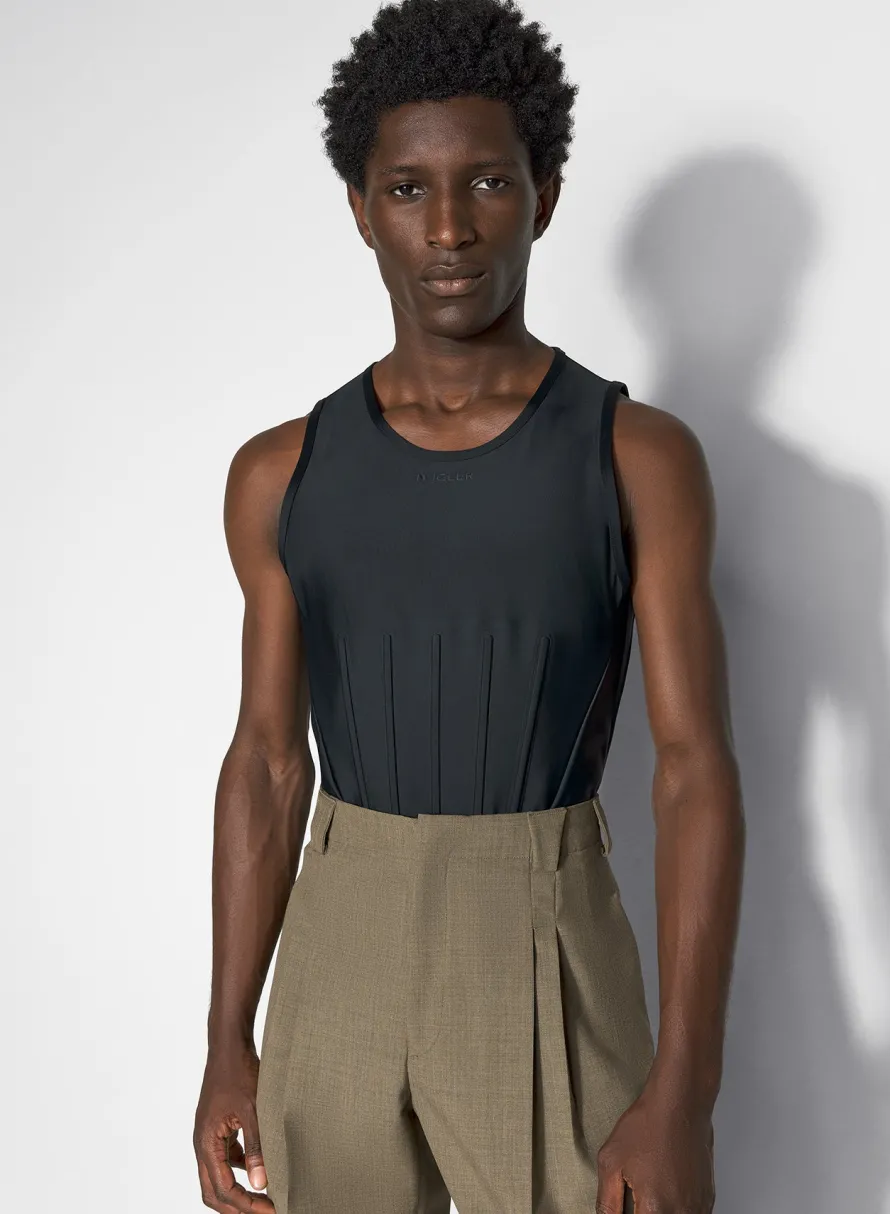 Tops|Tops|MUGLER black corseted top