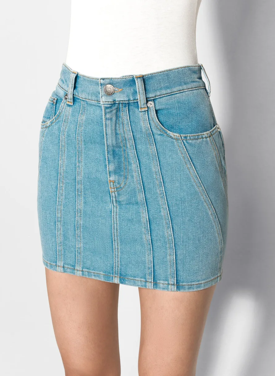 Denim|Skirts & Shorts|MUGLER blue spiral denim skirt