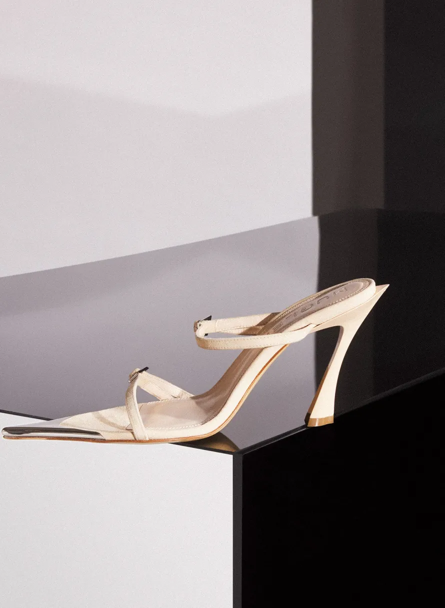 Shoes|MUGLER Tan suede Fang 95 sandals