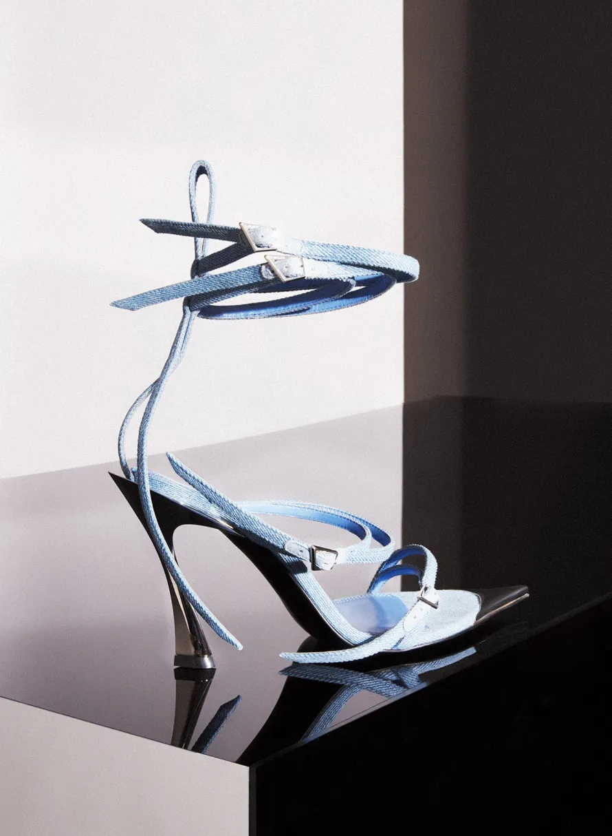 Shoes|MUGLER Strappy denim Fang 95 sandals