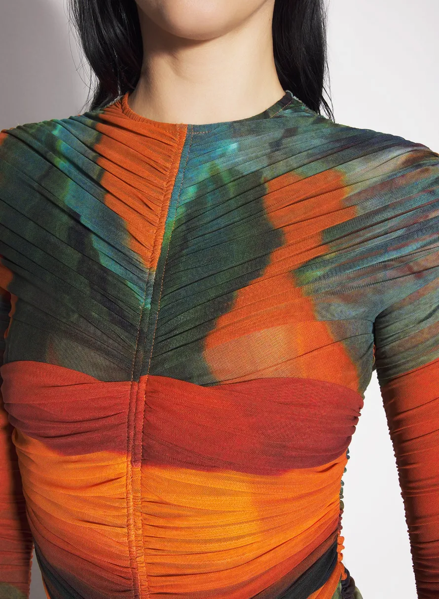 Tops|Bodysuits & Leggings|MUGLER Archive print mesh bodysuit