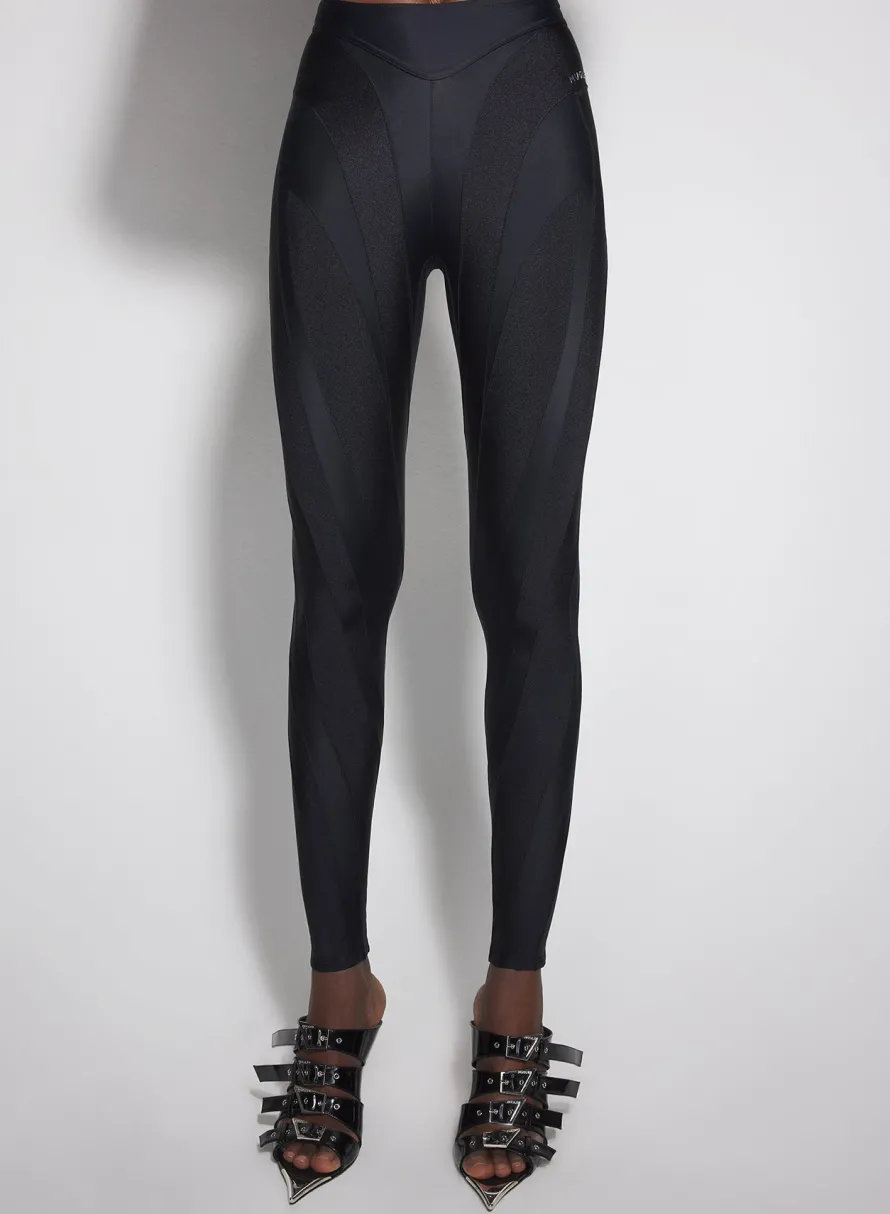 Bodysuits & Leggings|MUGLER black spiral leggings