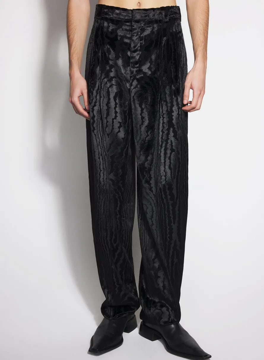 Trousers & Shorts|Trousers|MUGLER black moiré velvet trousers