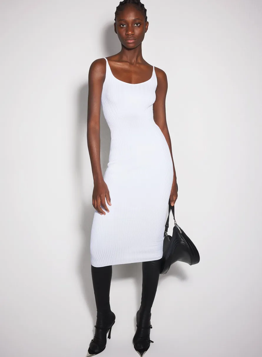 Knitwear|Dresses & Catsuits|MUGLER white sculpting knit dress