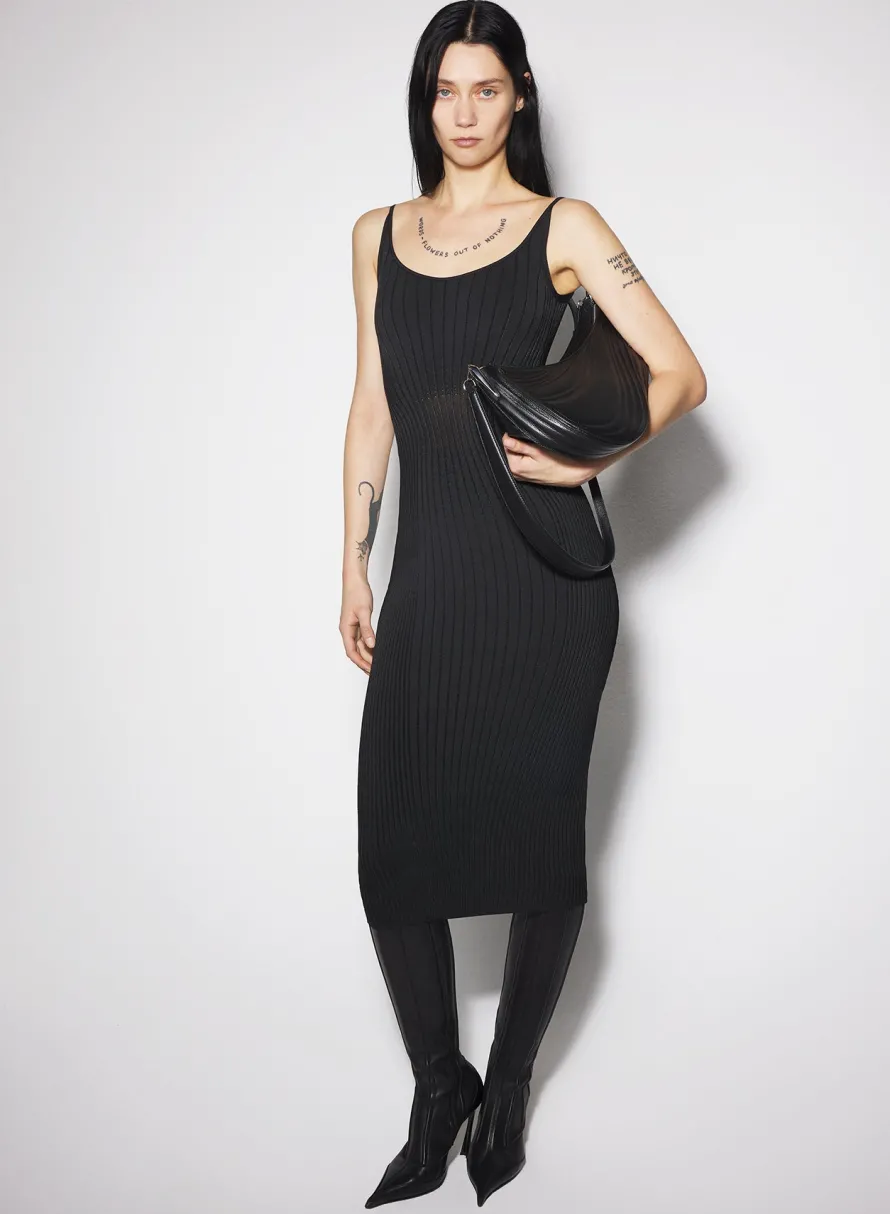 Knitwear|Dresses & Catsuits|MUGLER black sculpting knit dress