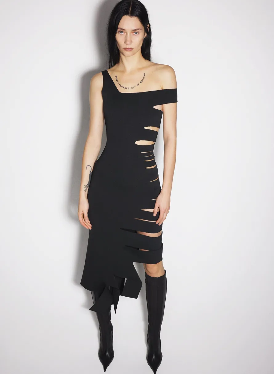 Knitwear|Dresses & Catsuits|MUGLER black bandage knit dress
