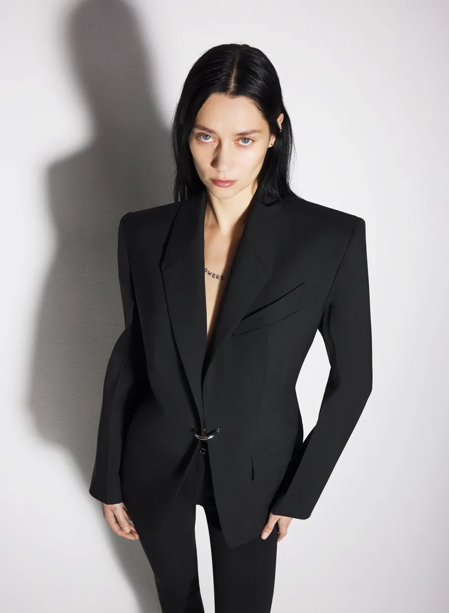 Jackets & Coats|MUGLER black pierced tailored jacket