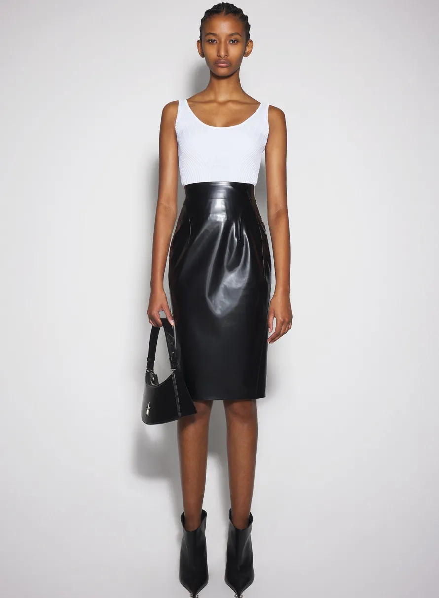 Knitwear|Tops|MUGLER white sculpting knit tank top