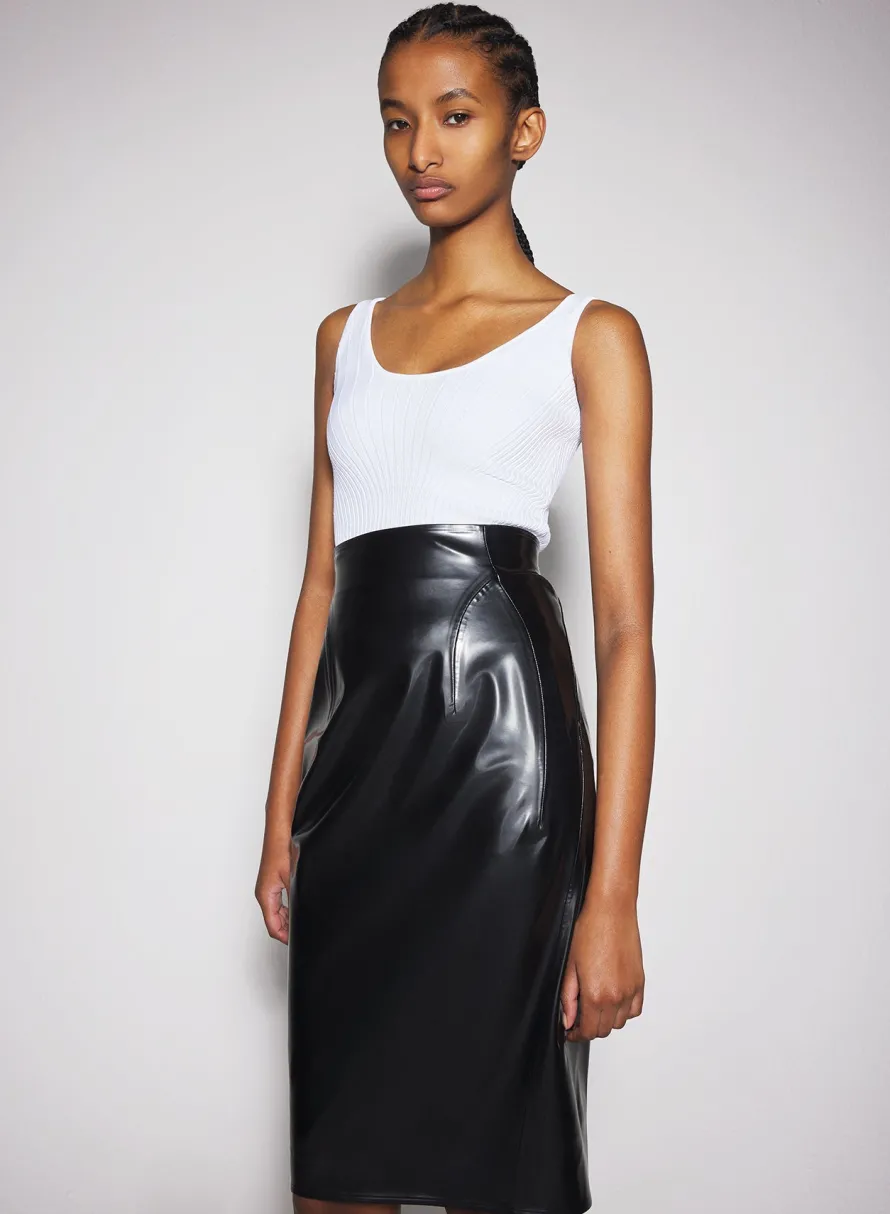 Knitwear|Tops|MUGLER white sculpting knit tank top