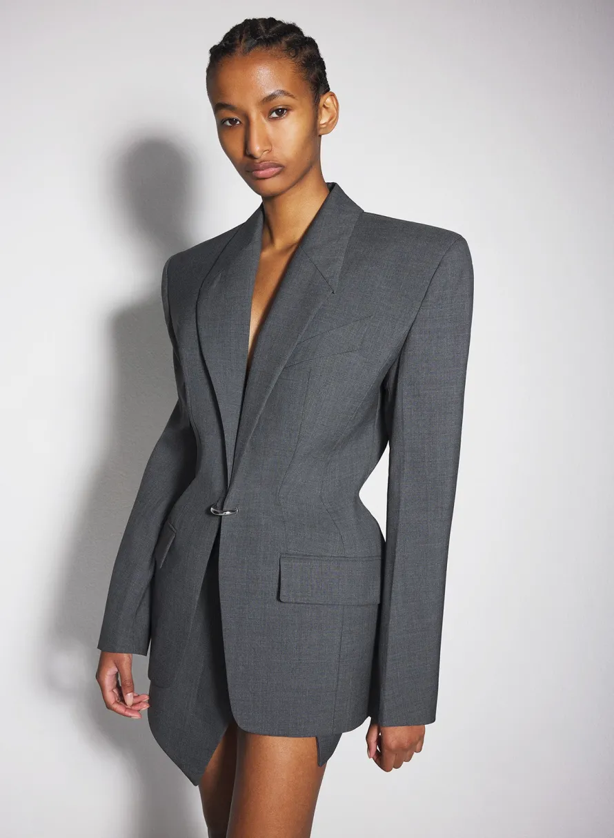 Jackets & Coats|MUGLER grey pierced tailored jacket