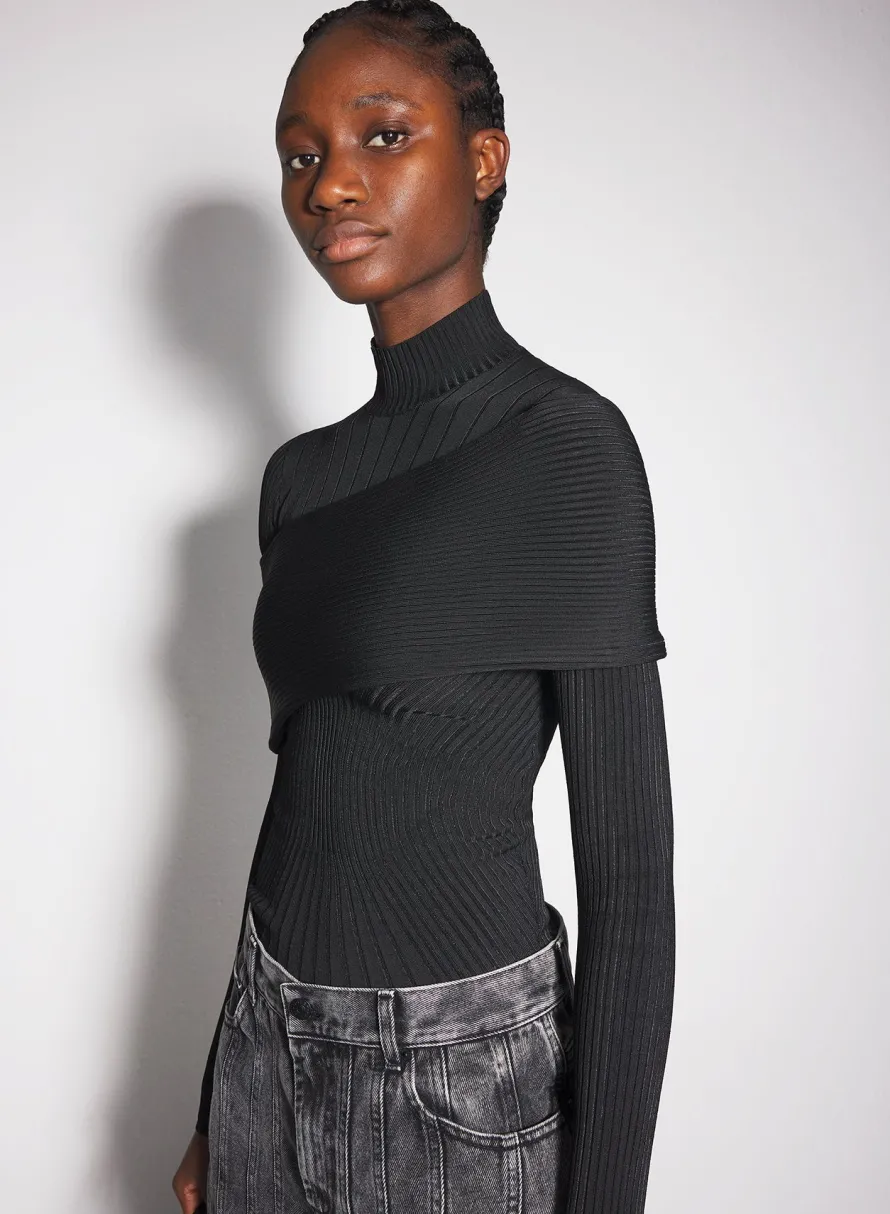 Knitwear|Tops|MUGLER black sculpting knit top