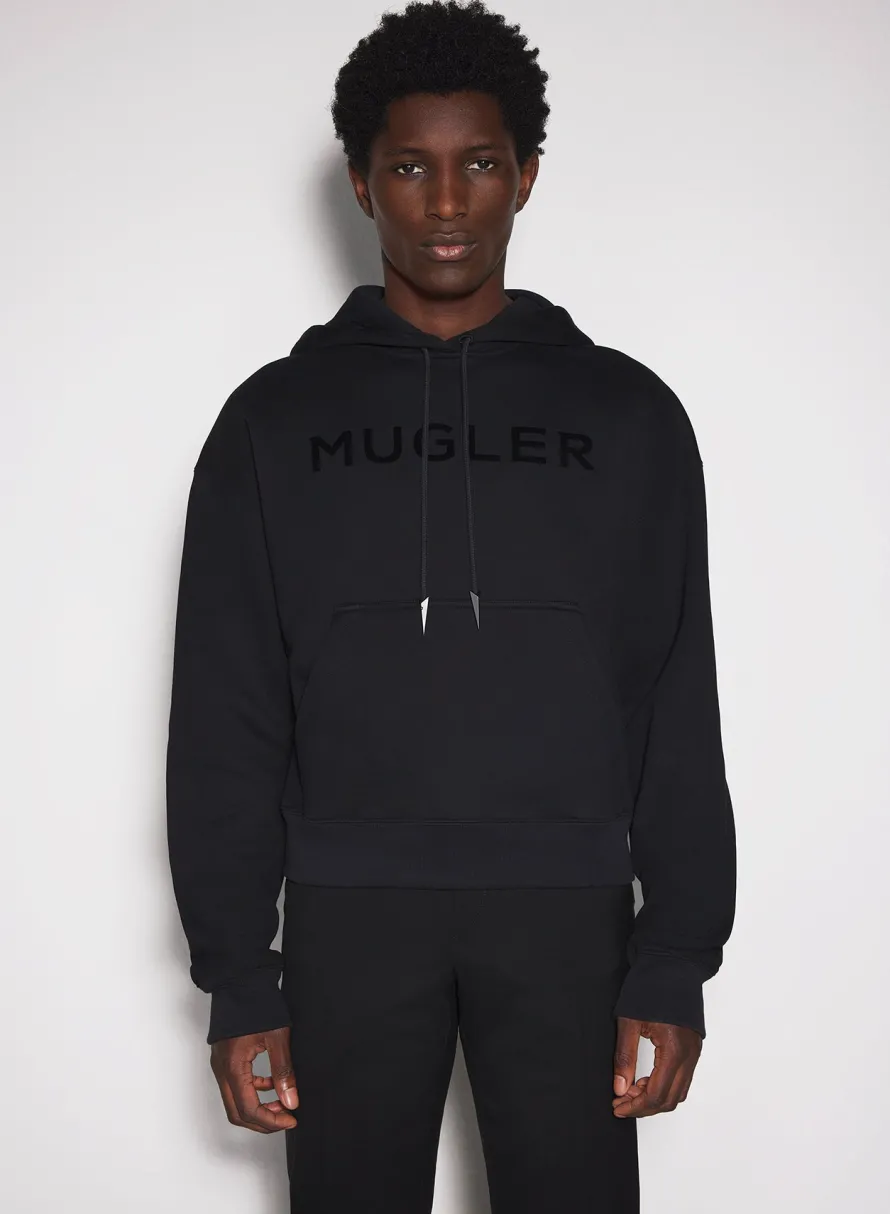 Tops|Tops|MUGLER black logo hoodie