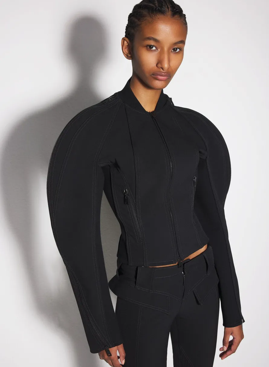 Jackets & Coats|MUGLER black sculptured scuba jacket