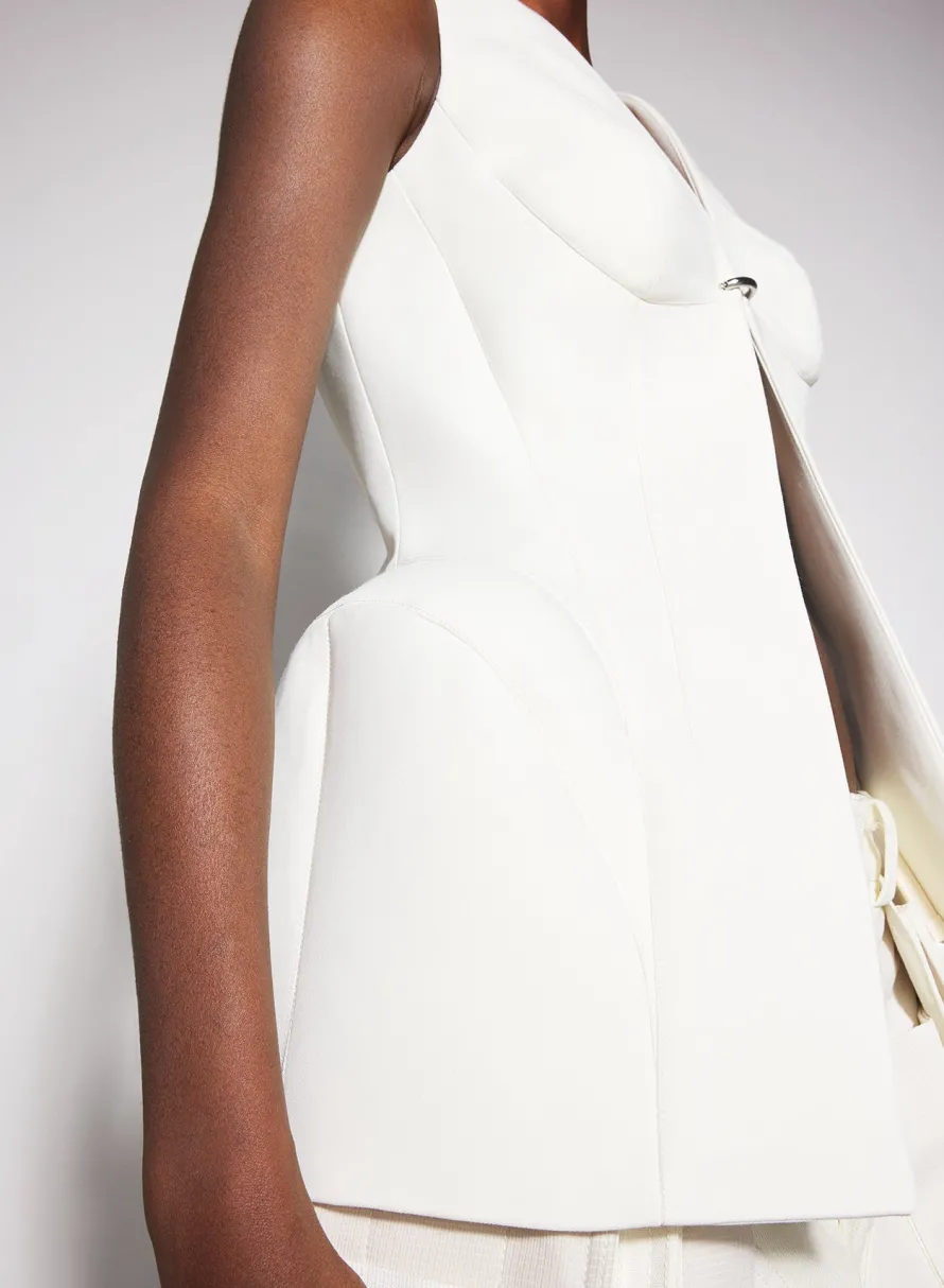 Jackets & Coats|MUGLER white corseted pierced vest