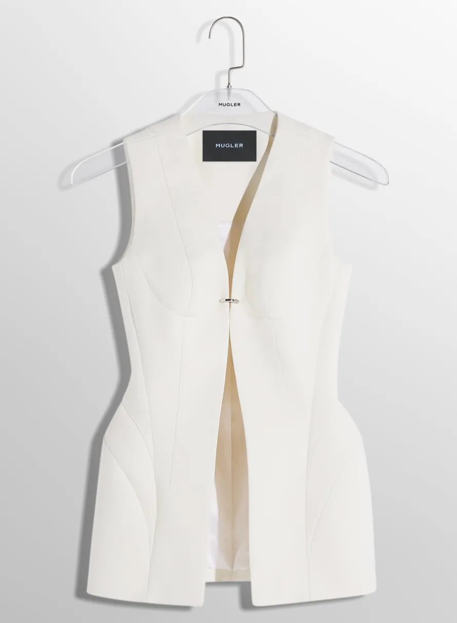 Jackets & Coats|MUGLER white corseted pierced vest