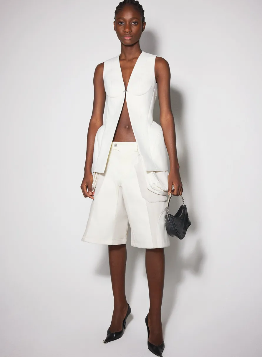 Jackets & Coats|MUGLER white corseted pierced vest