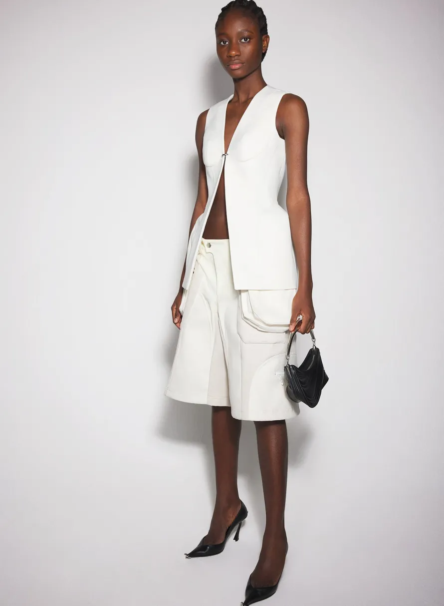 Jackets & Coats|MUGLER white corseted pierced vest