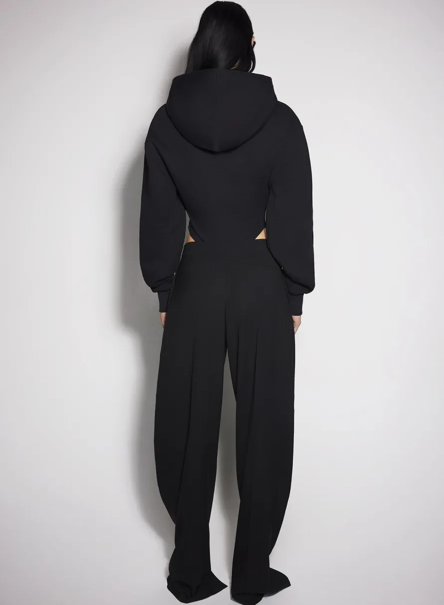 Bodysuits & Leggings|MUGLER black fleece hoodie bodysuit