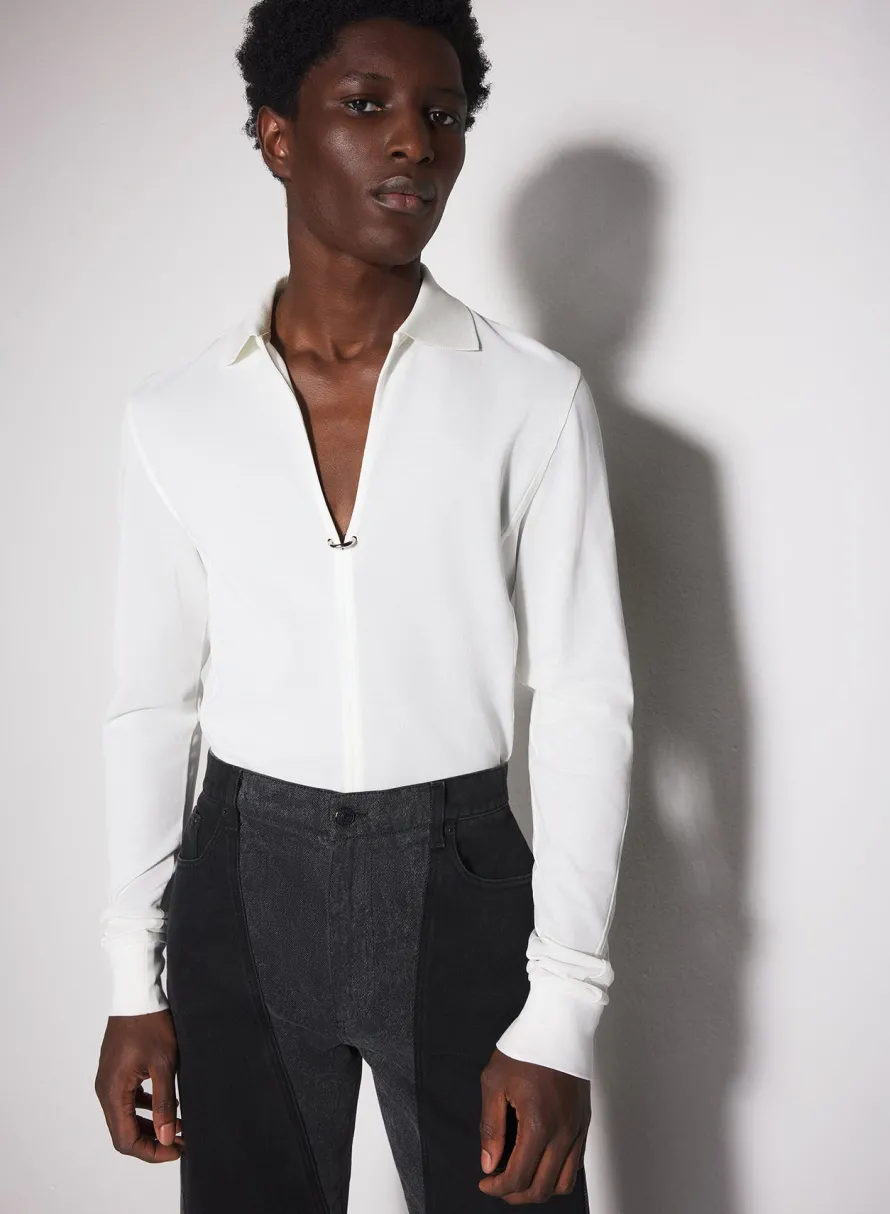 Tops|Tops|MUGLER off-white pierced polo