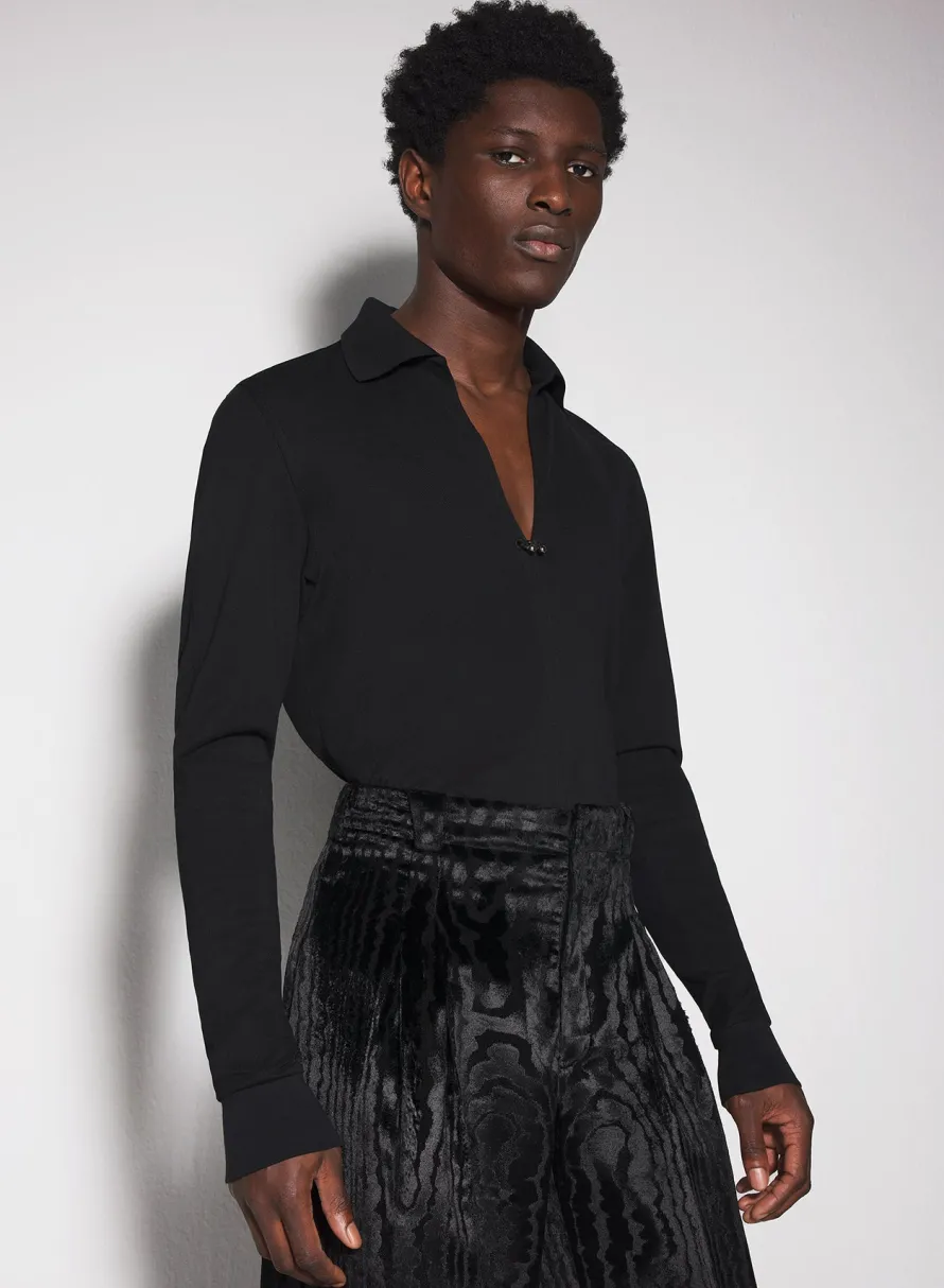 Tops|Tops|MUGLER black pierced polo