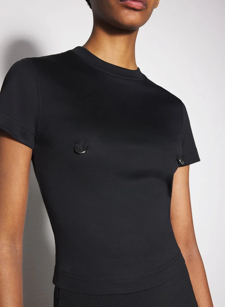 Tops|MUGLER black pierced baby t-shirt