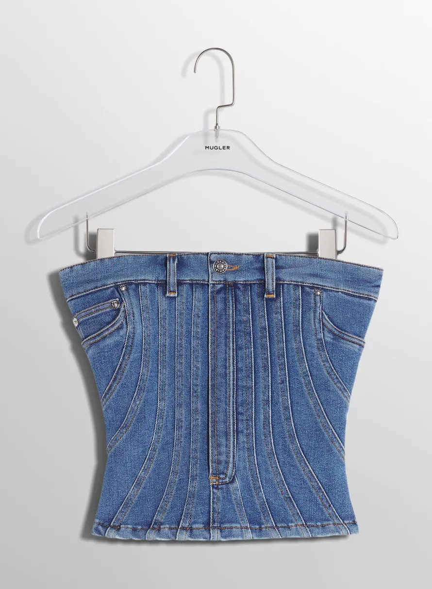 Denim|Tops|MUGLER blue spiral denim bustier