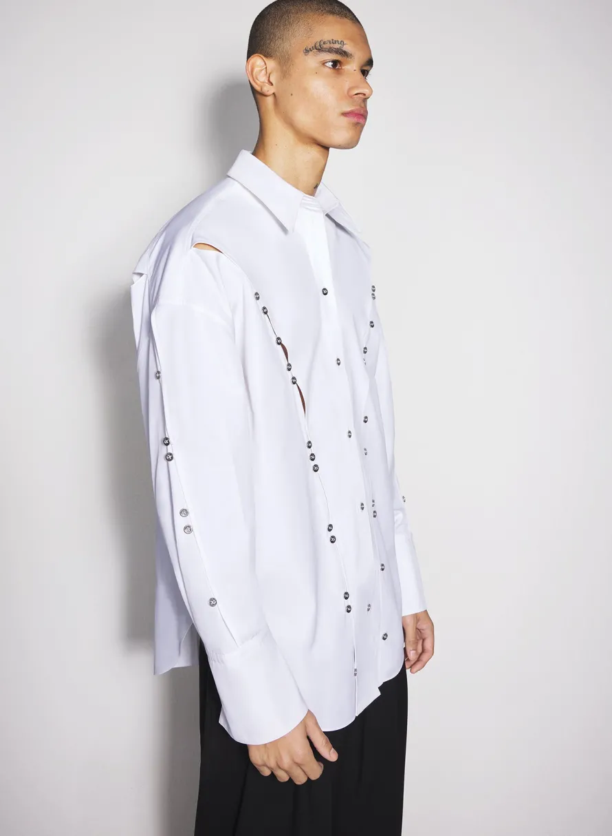 Tops|Tops|MUGLER white poplin button shirt