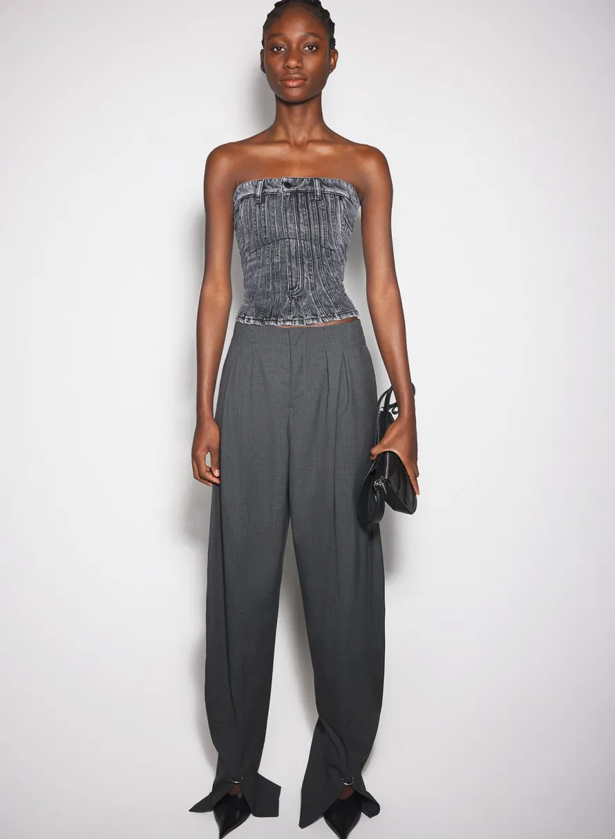 Denim|Tops|MUGLER washed black spiral denim bustier