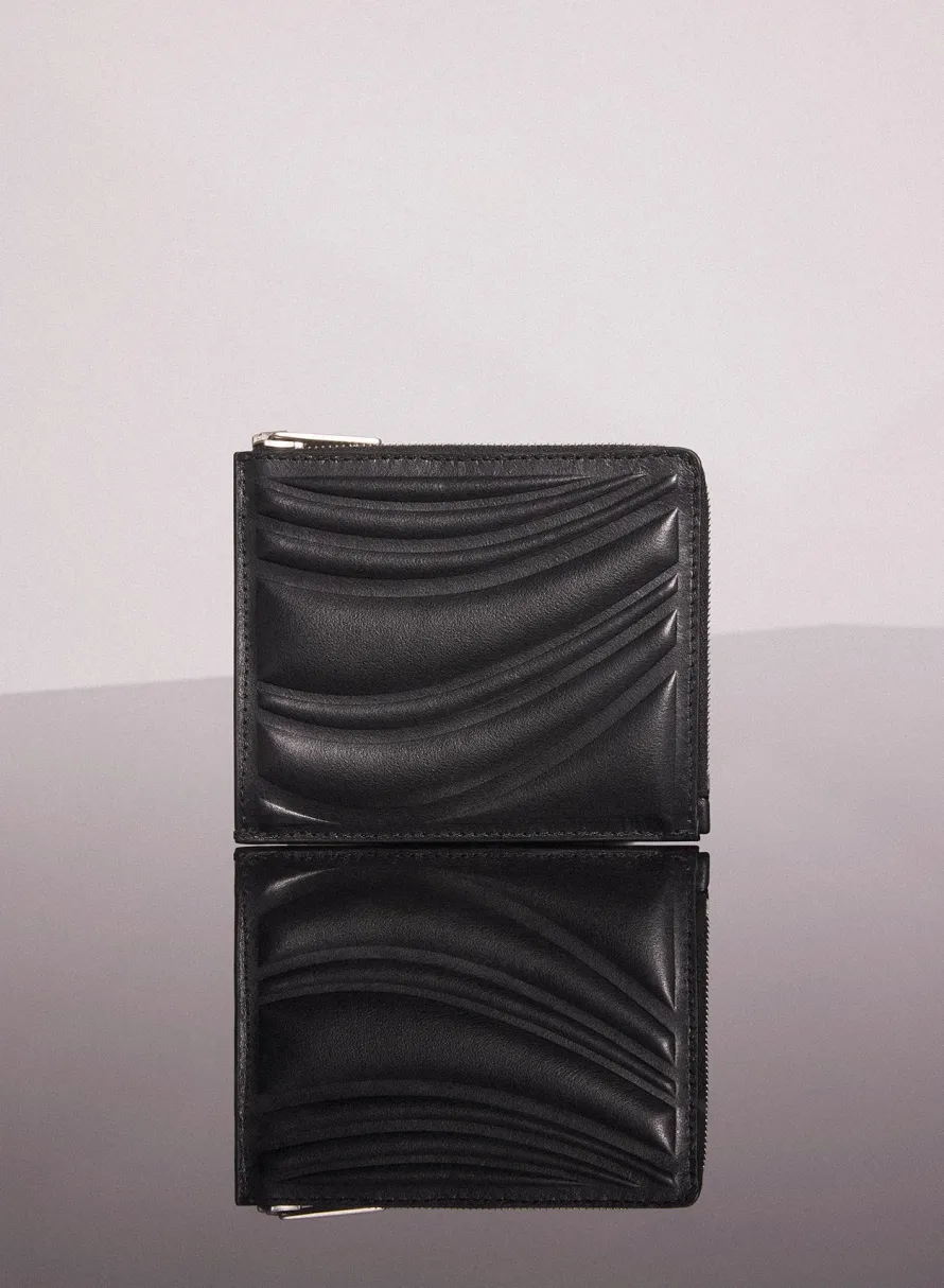 Small Leather Goods|MUGLER black embossed spiral wallet