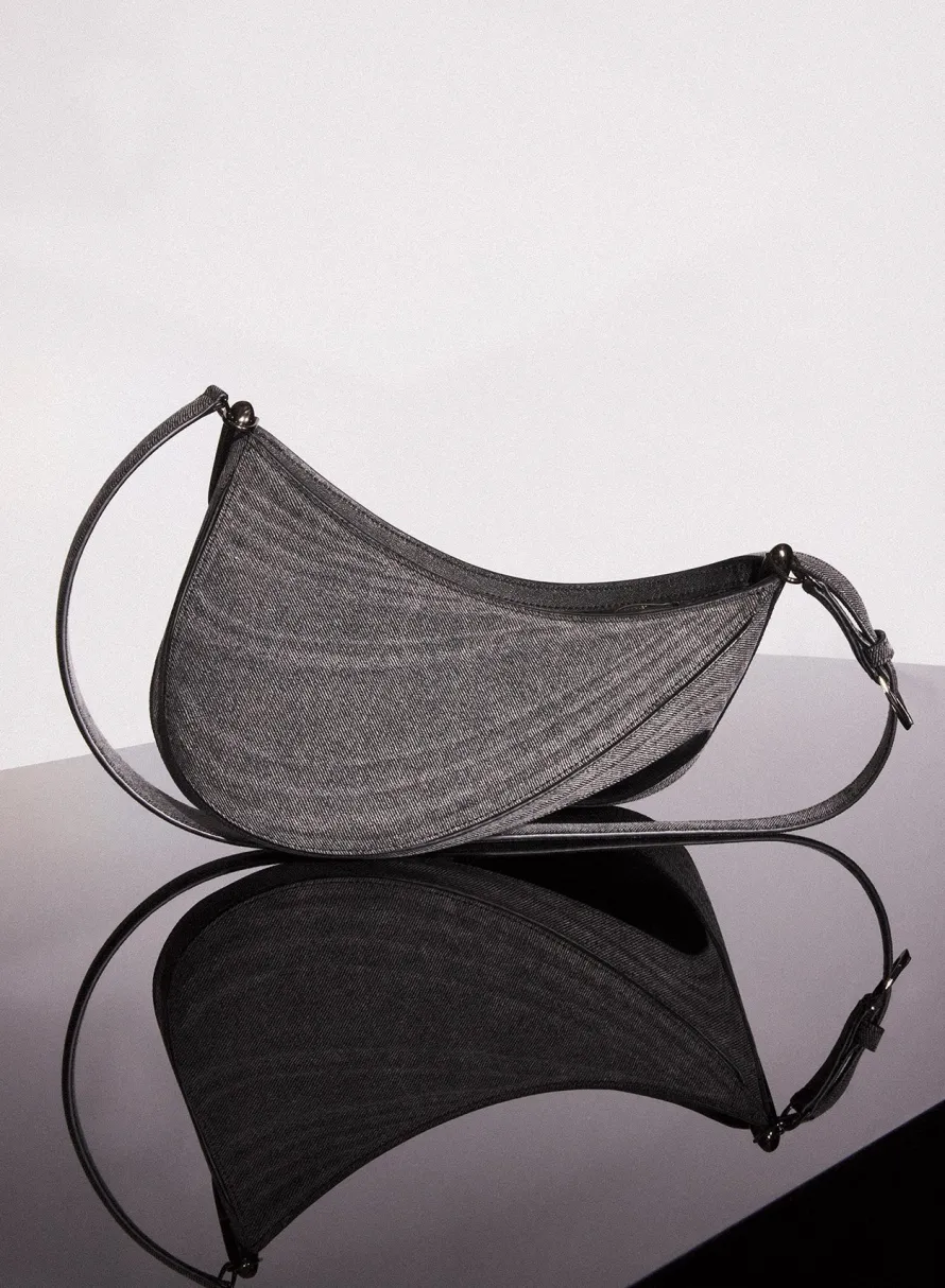 Bags|MUGLER washed black small denim spiral curve 01