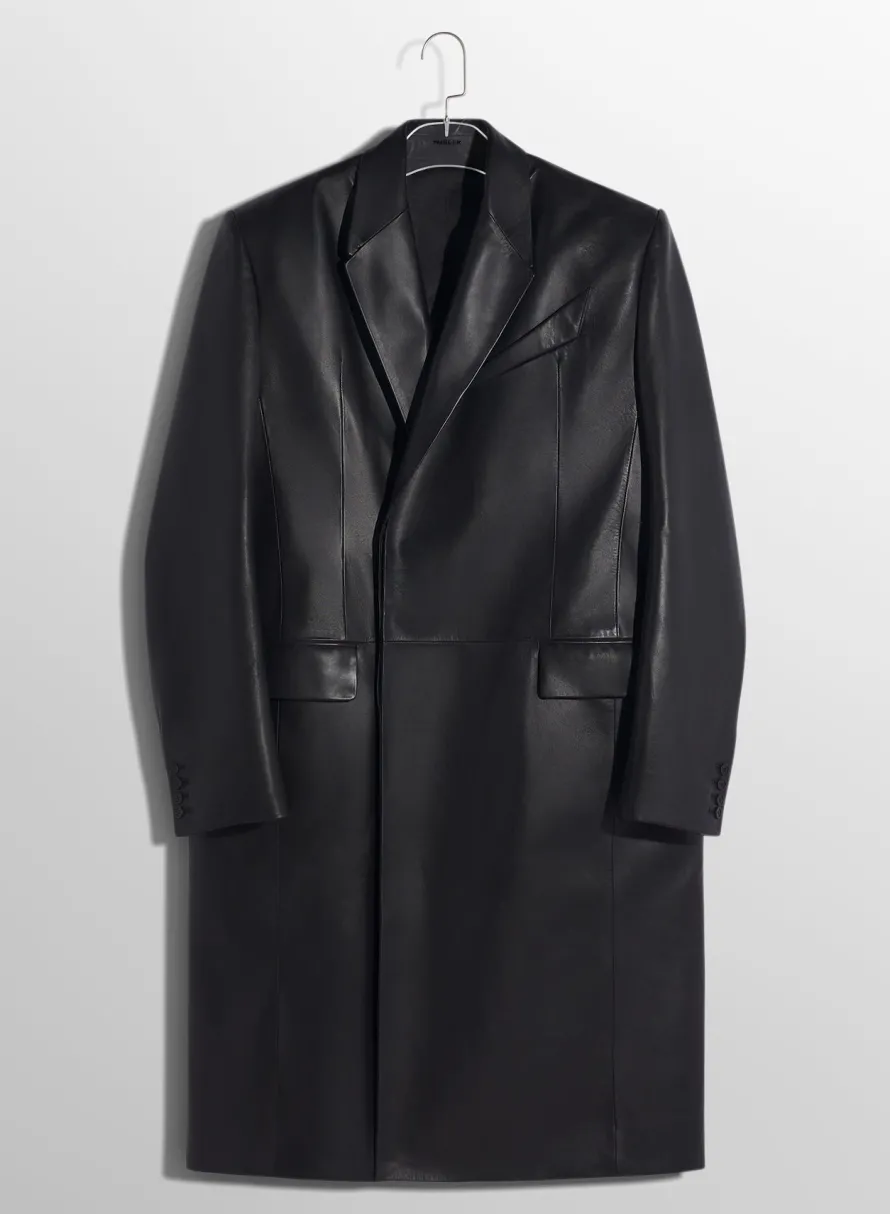 Jackets & Coats|Jackets & Coats|MUGLER black single-breasted leather coat