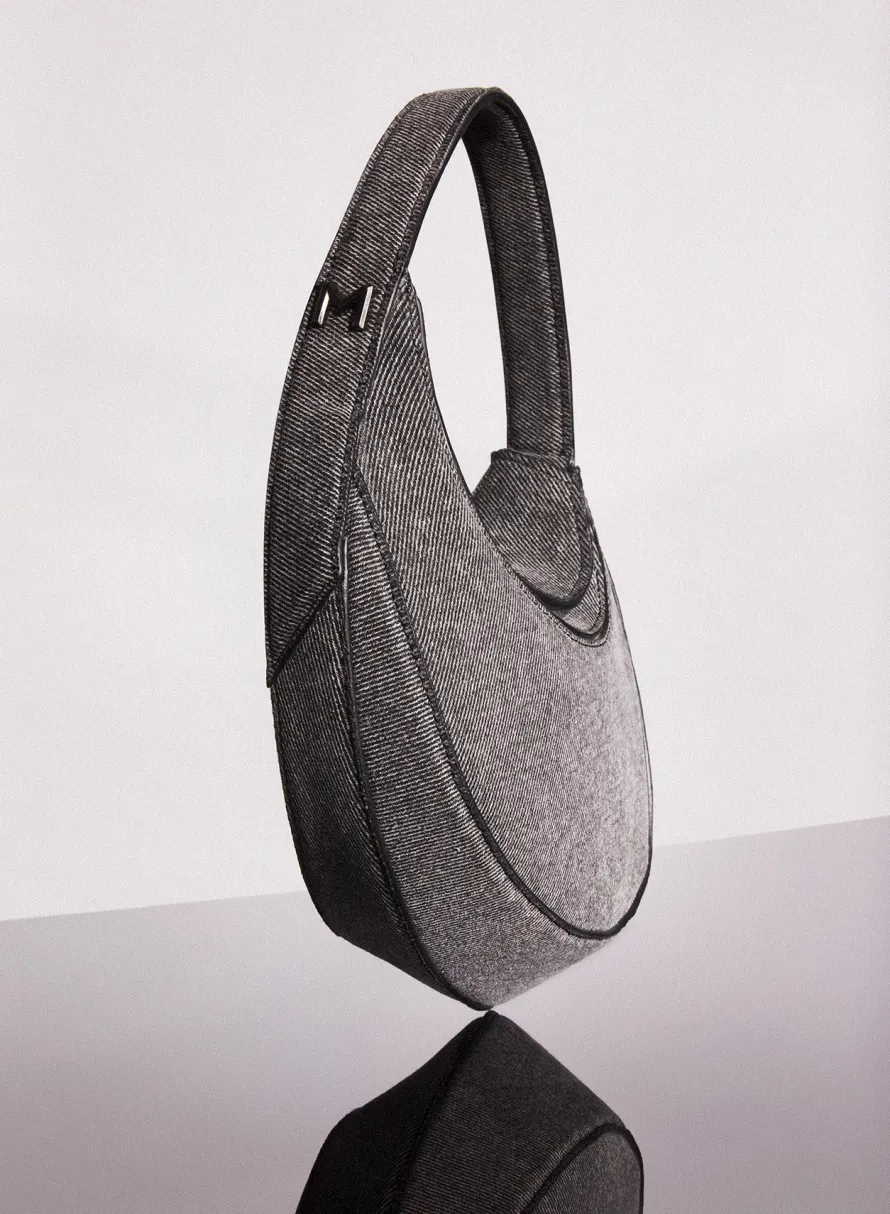 Bags|MUGLER washed black mini denim spiral curve 02