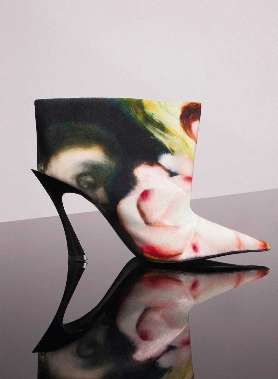 Shoes|Mugler X Ambera Wellmann|MUGLER x Ambera Wellmann printed velvet fang 95 boots