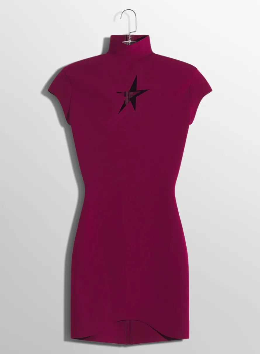 Dresses & Catsuits|MUGLER burgundy star mini dress