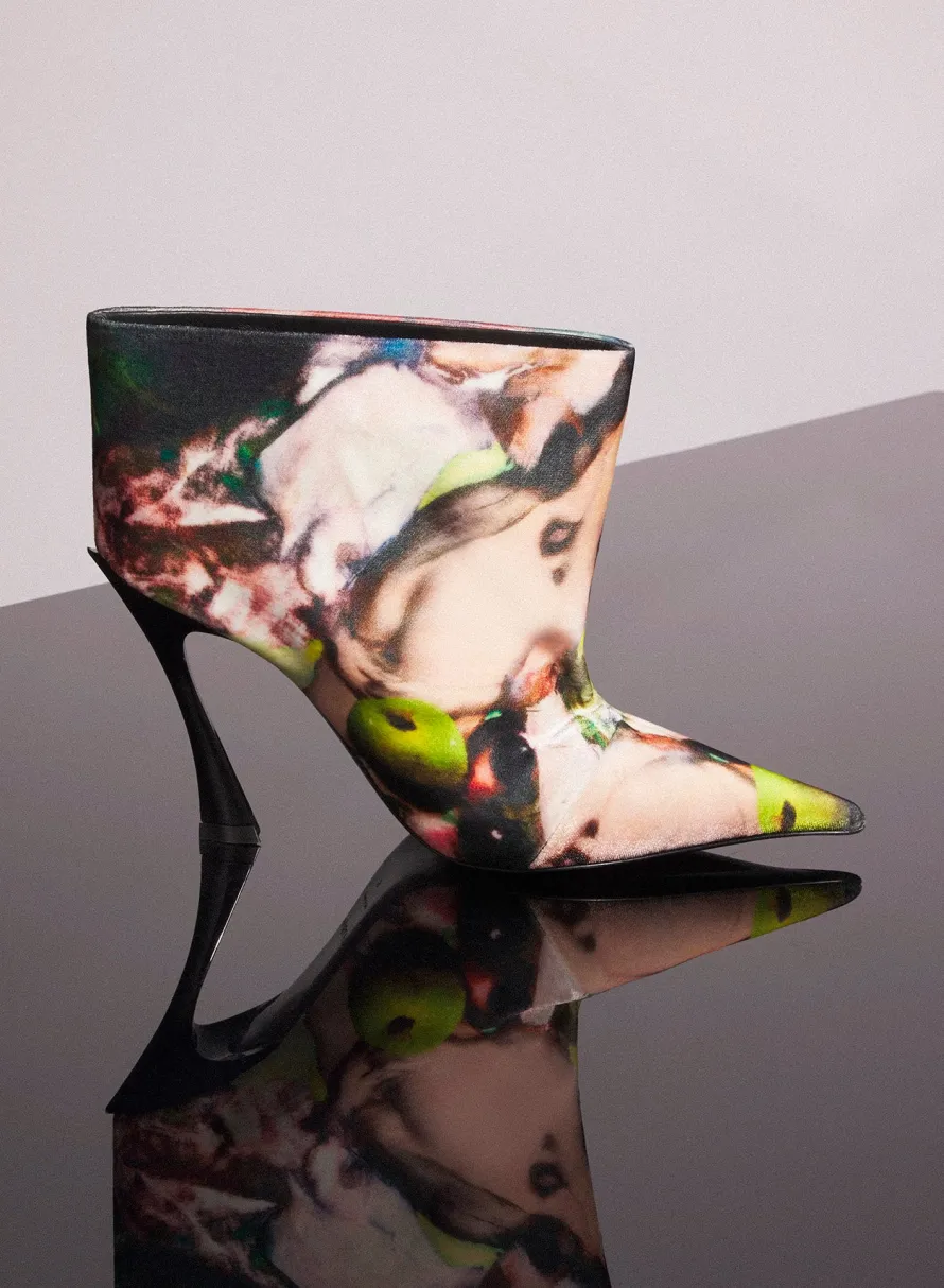 Shoes|Mugler X Ambera Wellmann|MUGLER x Ambera Wellmann printed velvet fang 95 ankle boots
