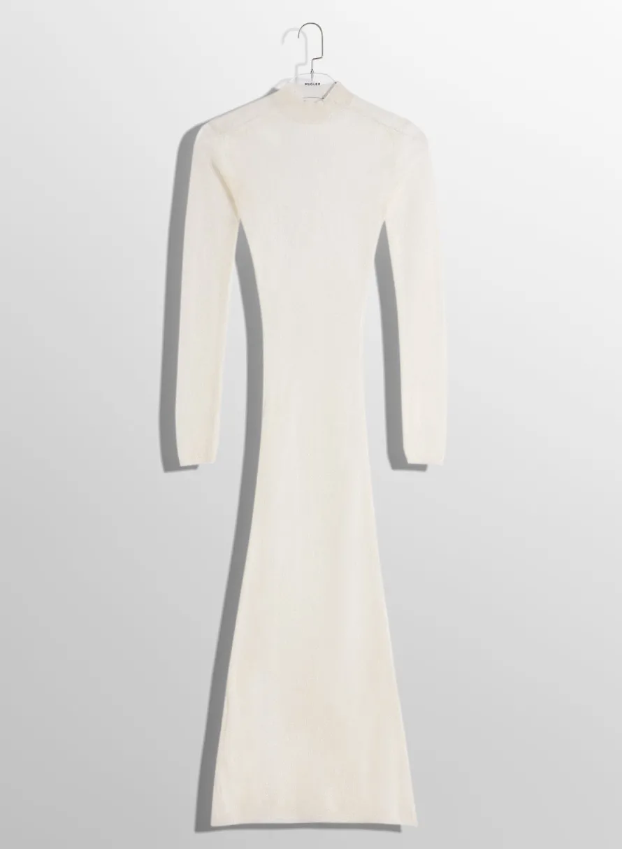 Knitwear|Dresses & Catsuits|MUGLER white sheer knit dress