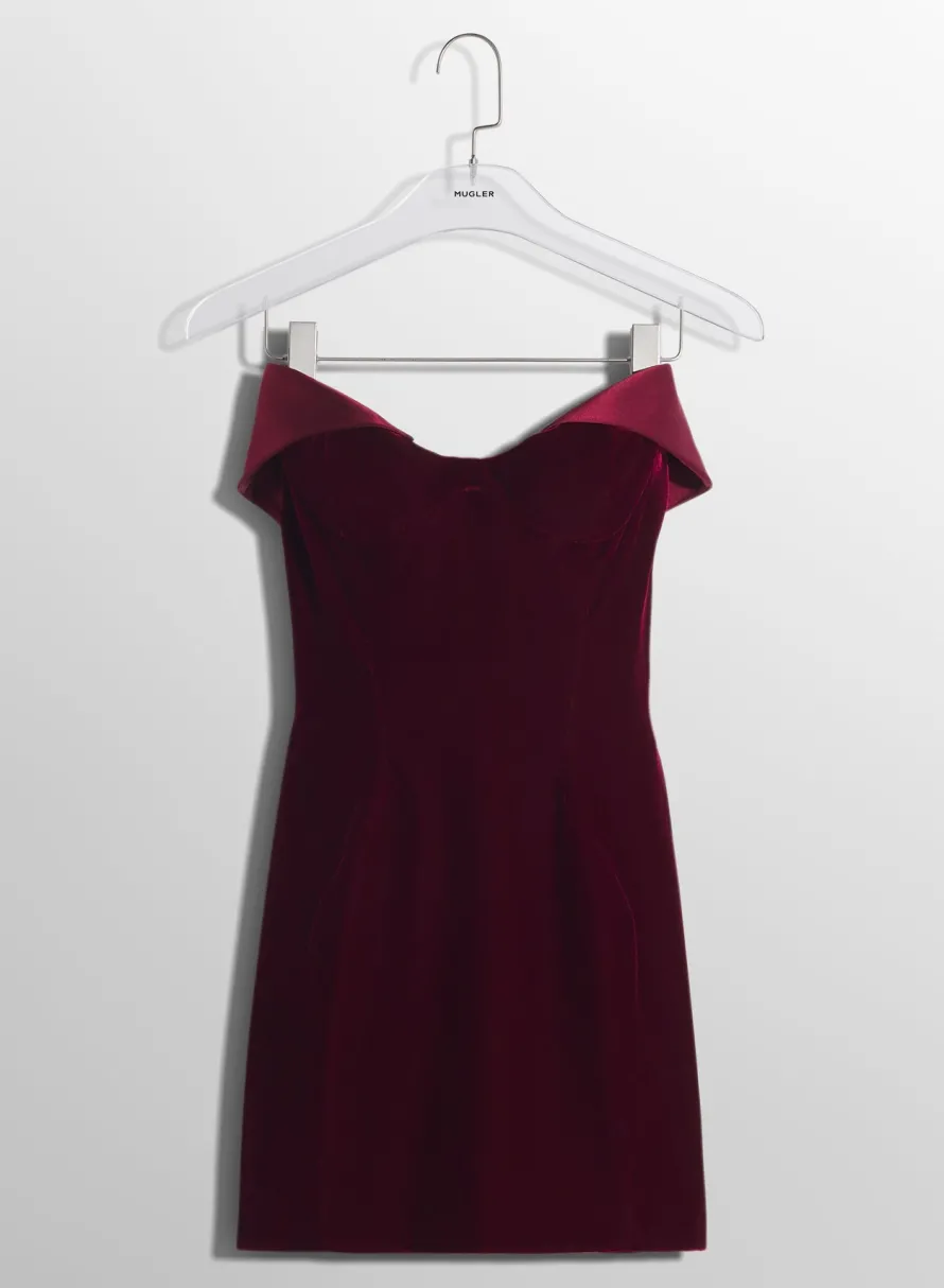 Dresses & Catsuits|MUGLER burgundy velvet and satin mini dress
