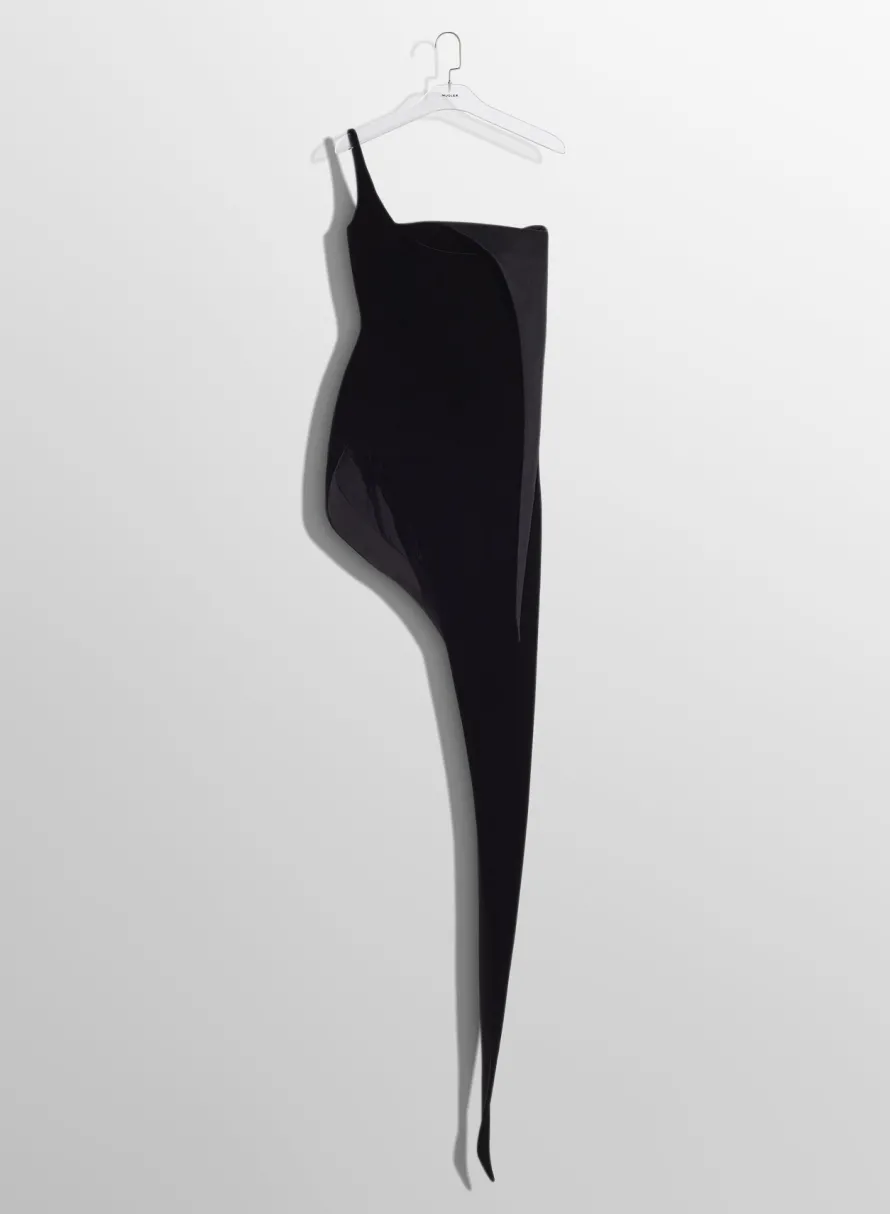 Dresses & Catsuits|MUGLER black spiky velvet corset dress