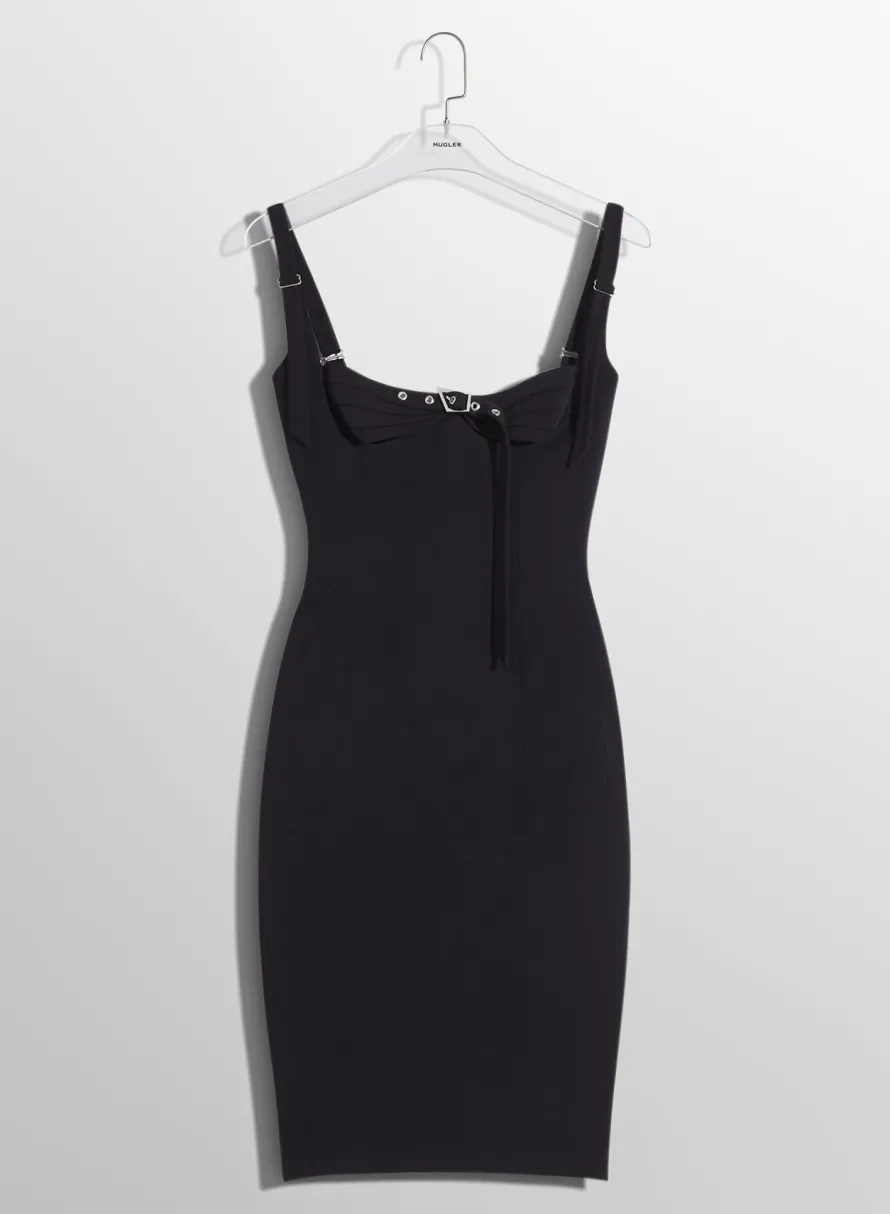 Dresses & Catsuits|MUGLER black buckled bustier dress